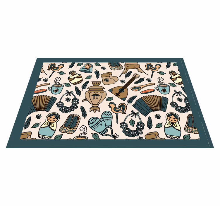 Individuais de mesa originais com padrão de ícones culturais - TenStickers