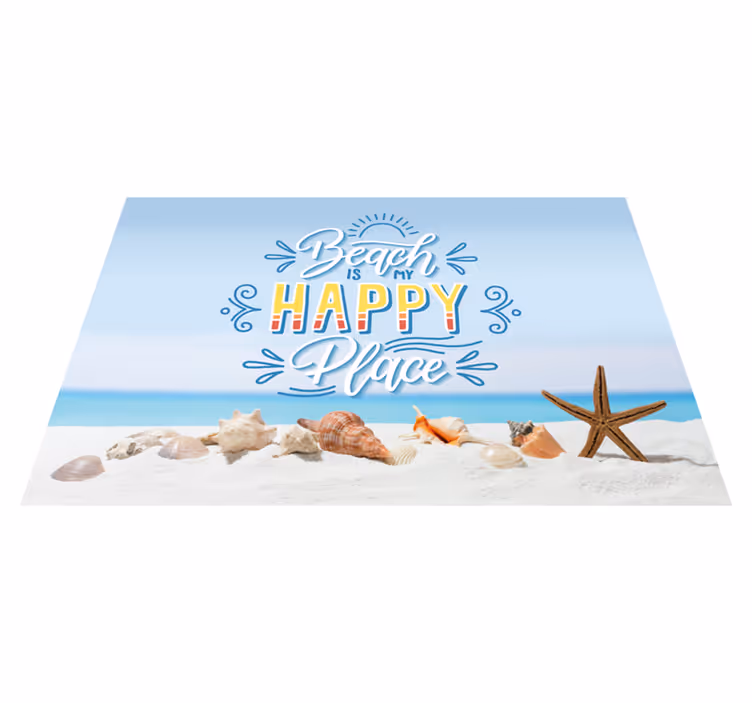 Individuais de mesa com texto lugar feliz na praia - TenStickers