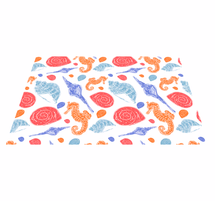 Individuais de mesa originais conchas e cavalos-marinhos - TenStickers