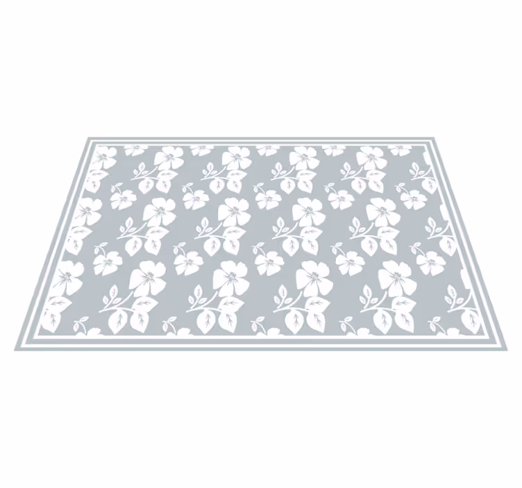 Individuais de mesa elegantes Fundo cinza claro com flores branca - TenStickers