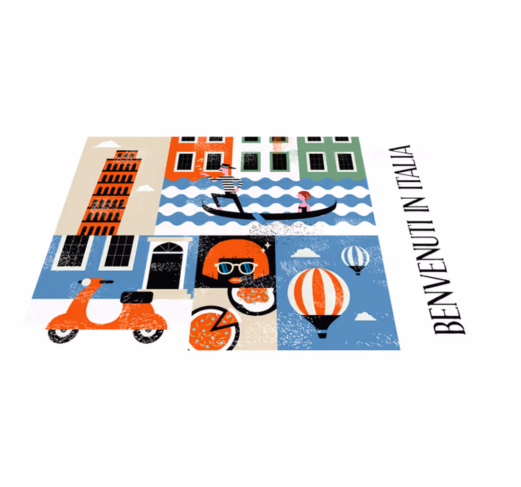 Individuais de mesa originais cena italiana vibrante - TenStickers
