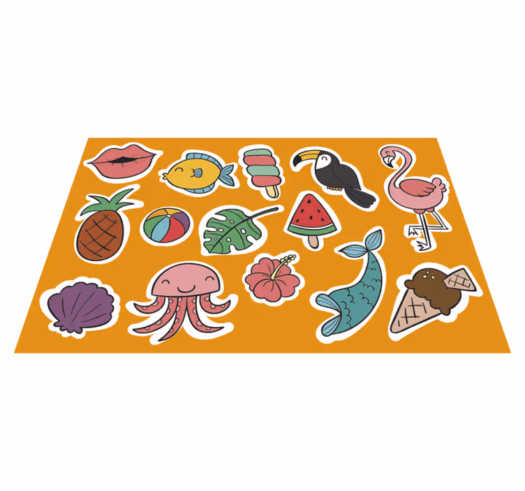 Individuais de mesa infantis elementos tropicais coloridos - TenStickers