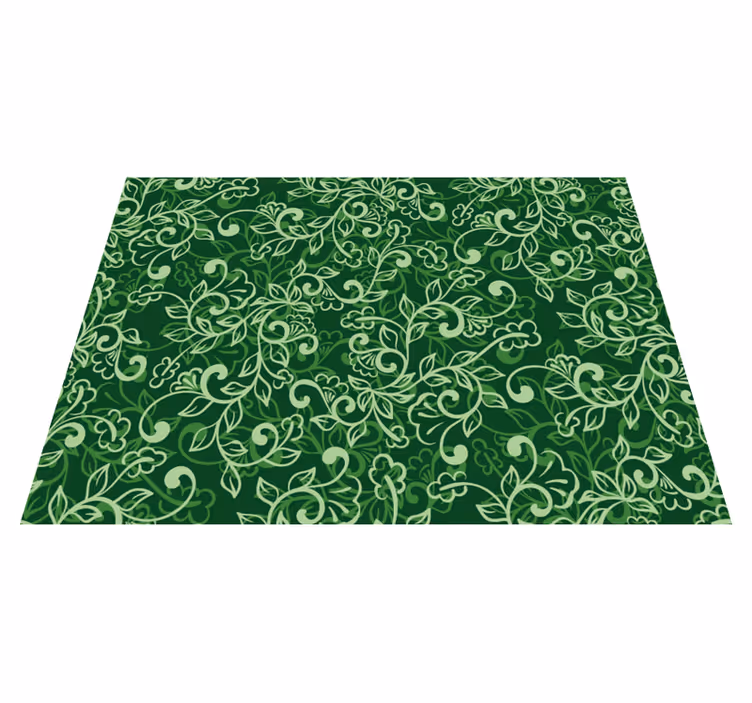 Individuais de mesa redondos Ornamento floral verde - TenStickers