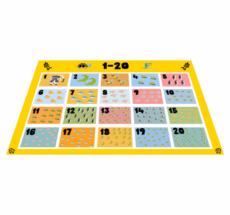 Individuais de mesa infantis com tabela numérica colorida - TenStickers
