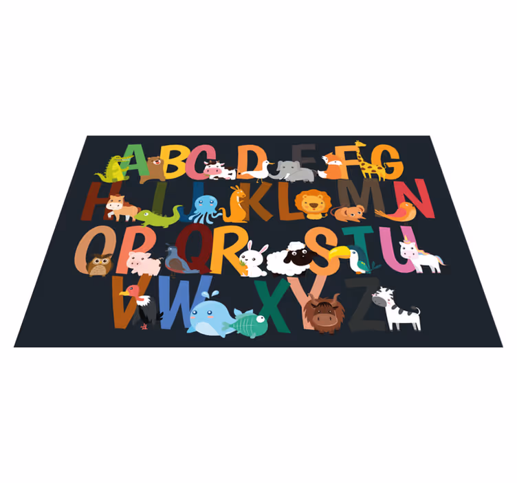 Individuais de mesa infantis personagens animais do alfabeto - TenStickers