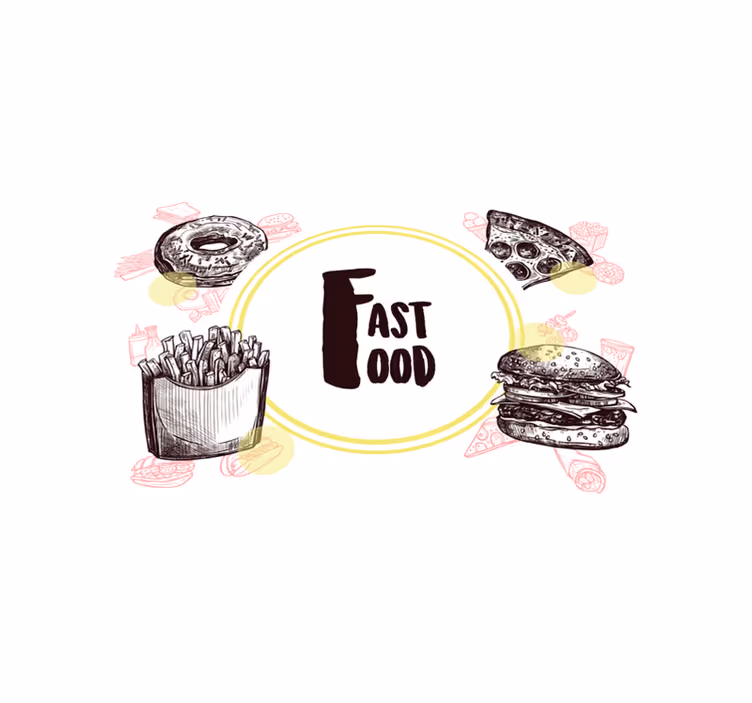Individuais de mesa para restaurantes ícones de comida com texto  - TenStickers