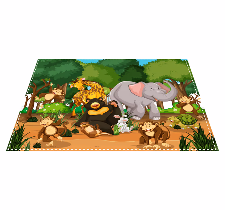 Individuais de mesa infantis cena divertida de animais - TenStickers