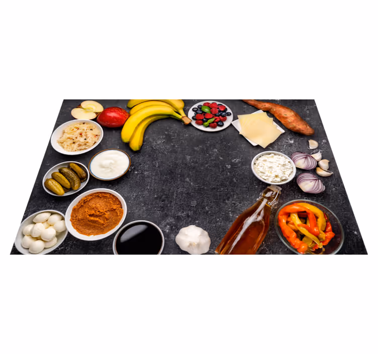Individuais de mesa modernos ingredientes da tigela vermelha - TenStickers