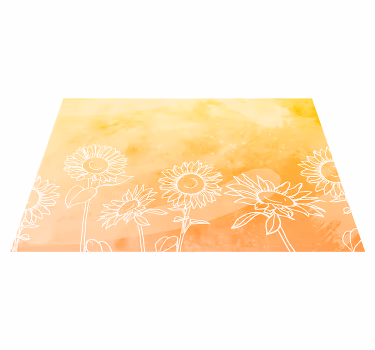 Individuais de mesa originais padrão de contorno de girassol - TenStickers