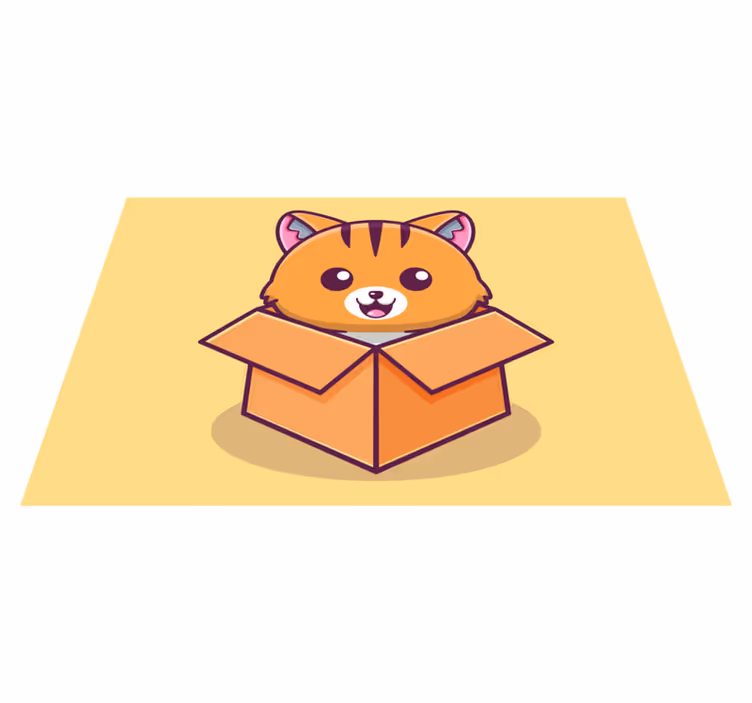 Individuais de mesa infantis caixa do gato feliz - TenStickers