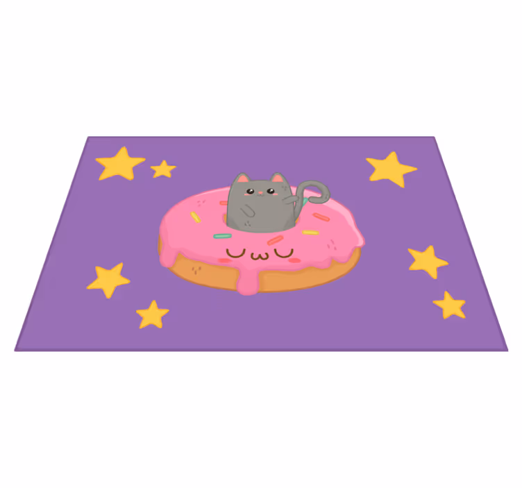 Individuais de mesa infantis gatinho fofo donut - TenStickers