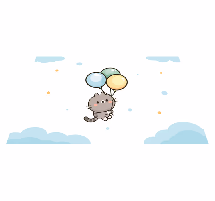 Individuais de mesa infantis Gato e balões - TenStickers