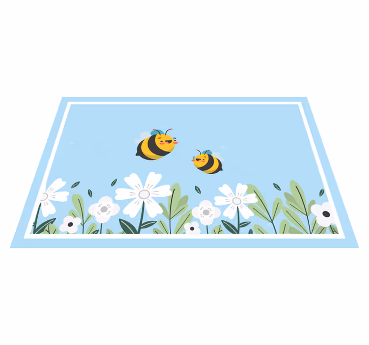 Individuais de mesa originais Flor branca com abelha - TenStickers