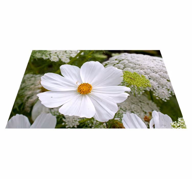 Individuais de mesa elegantes Desenho de flor branca grande - TenStickers