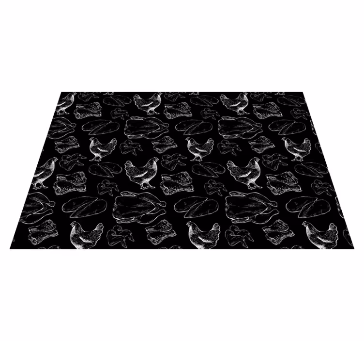 Individuais de mesa originais Frango frito preto e branco - TenStickers