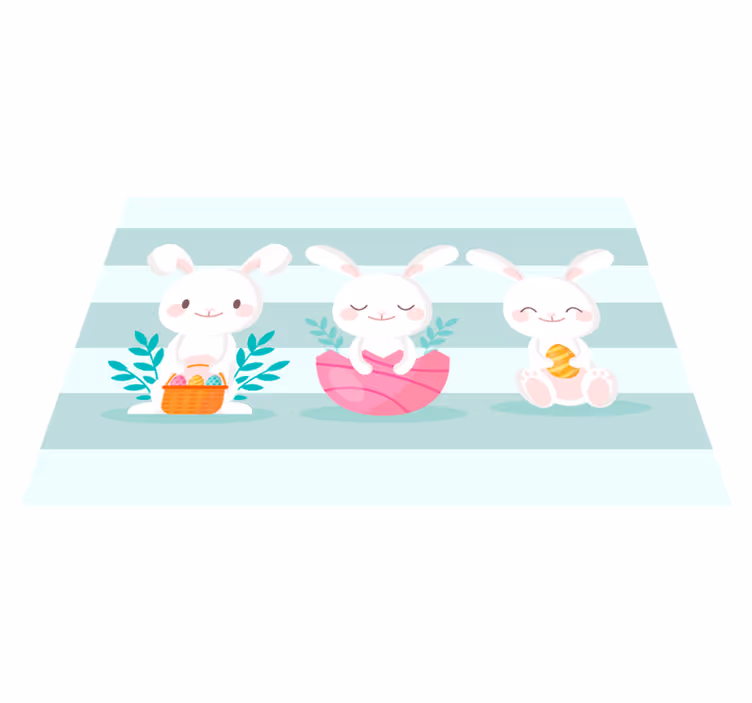 Individuais de mesa modernos Três coelhos de desenho animado - TenStickers