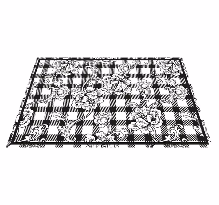 Individuais de mesa originais com padrão xadrez floral - TenStickers