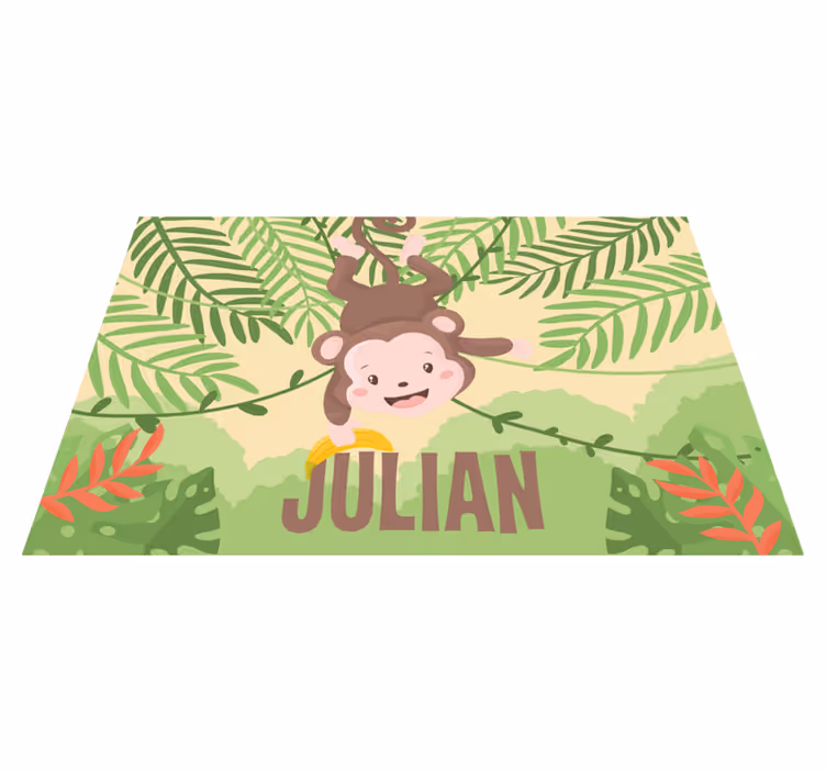 Individuais de mesa com nome Pequeno macaco no galho - TenStickers