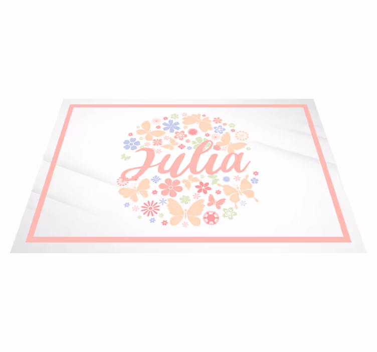 Individuais de mesa com nome Círculo de borboletas com nome - TenStickers