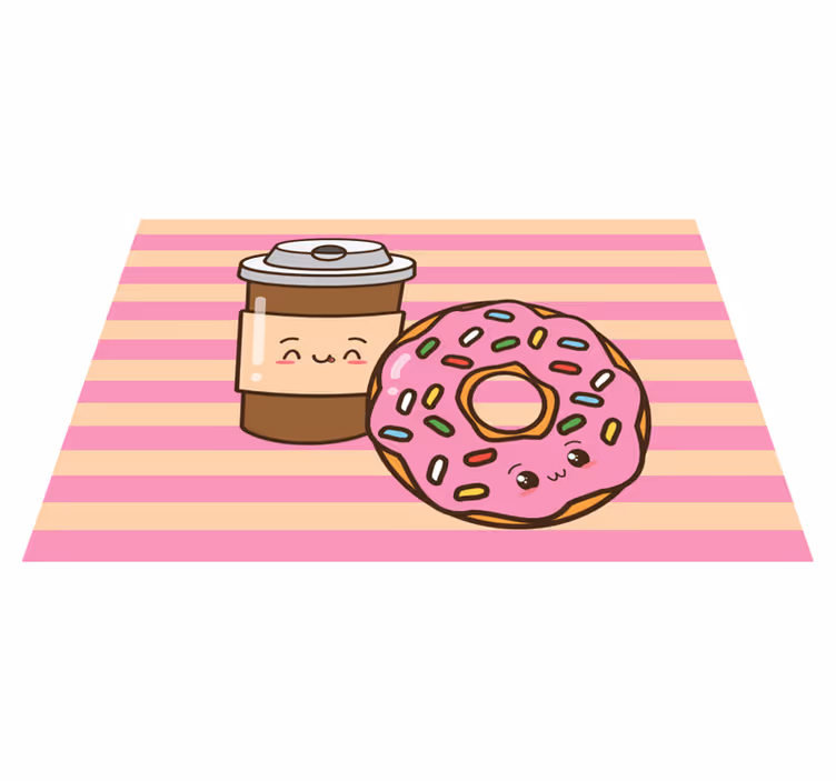 Individuais de mesa infantis donut de café fofo - TenStickers