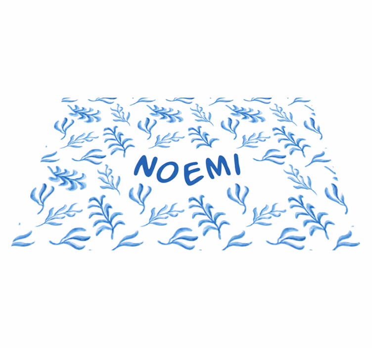 Individuais de mesa com nome Flores azuis e brancas - TenStickers