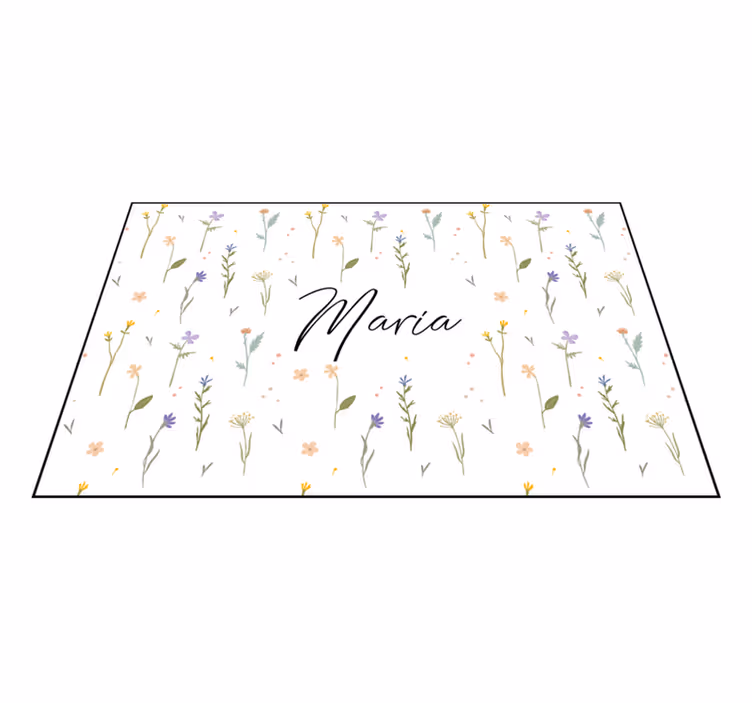 Individuais de mesa com nome Flores coloridas de jardim - TenStickers