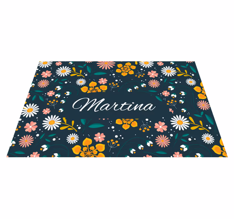 Individuais de mesa com nome Flores coloridas orgânicas - TenStickers