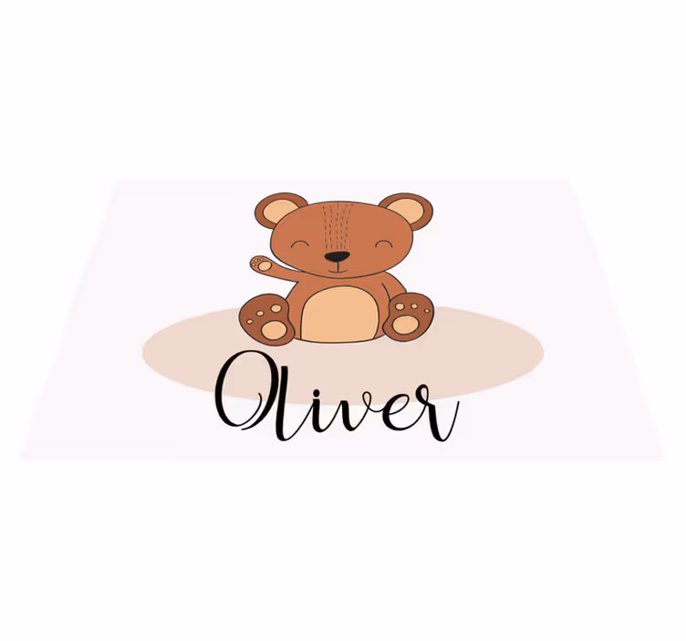 Individuais de mesa com nome Urso de pelúcia fofo com nome - TenStickers