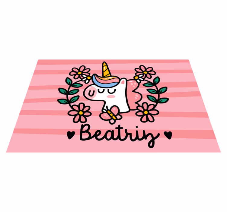 Individuais de mesa com nome Unicórnio de flor fofo - TenStickers