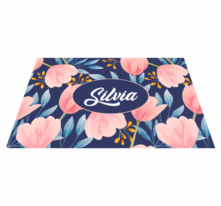 Individuais de mesa com nome Arte com flores em aquarela - TenStickers