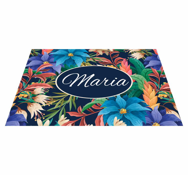 Individuais de mesa com nome Flores coloridas com nome - TenStickers