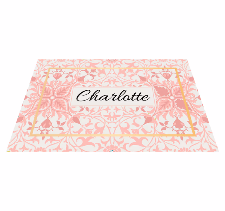 Individuais de mesa com nome Padrão vintage rosa - TenStickers