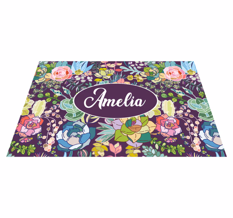 Individuais de mesa com nome arte floral personalizada - TenStickers