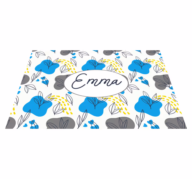 Individuais de mesa com nome produtocinza amarelo e azul com nome - TenStickers