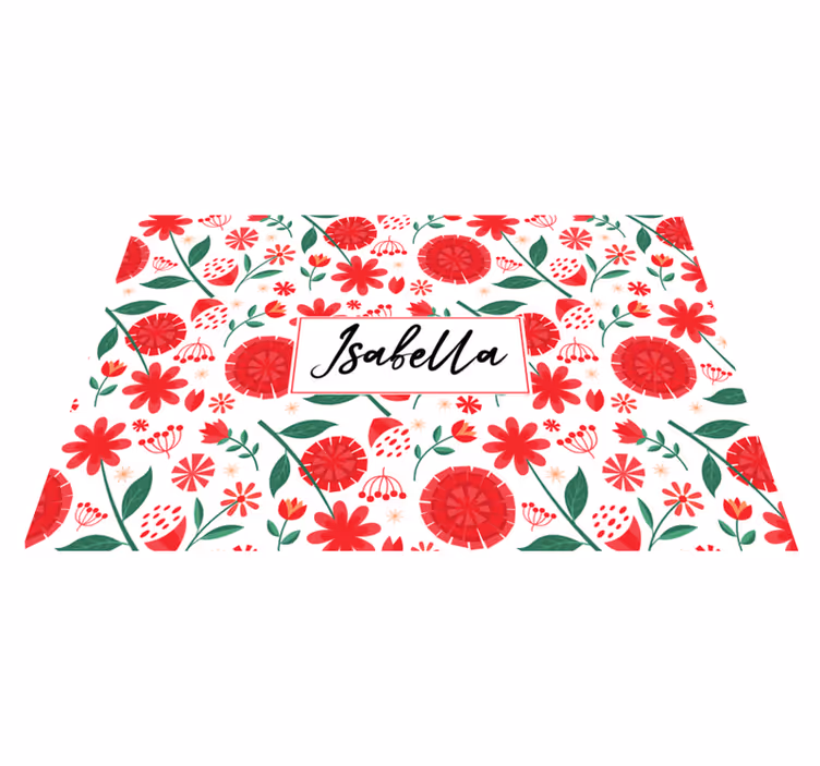 Individuais de mesa com nome arte floral com nome - TenStickers