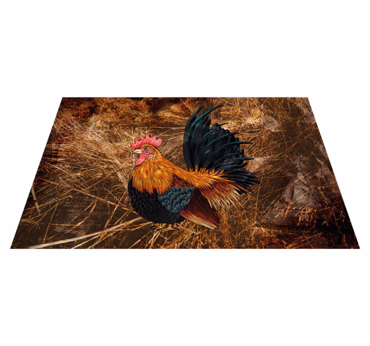 Individuais de mesa originais Galo desenhado na palha - TenStickers