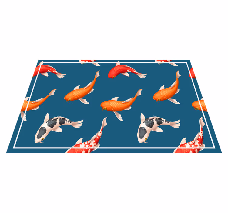 Individuais de mesa infantis Peixe koi com fundo azul - TenStickers