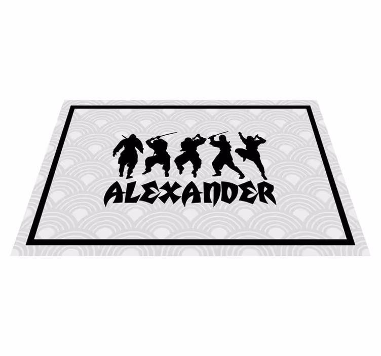 Individuais de mesa com nome silhuetas de guerreiro ninja - TenStickers