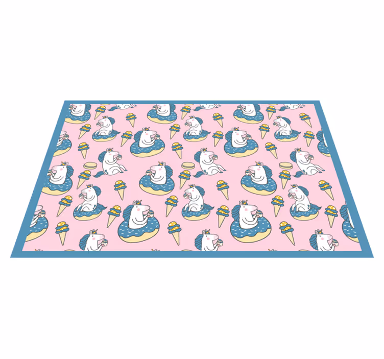 Individuais de mesa infantis unicórnios saboreando sorvete - TenStickers