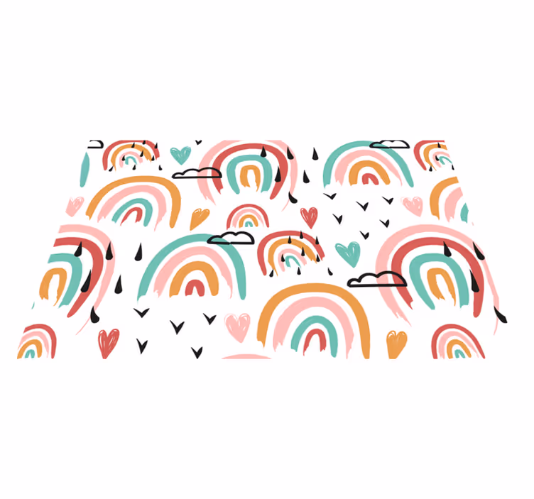 Individuais de mesa infantis com padrão de coração arco-íris - TenStickers