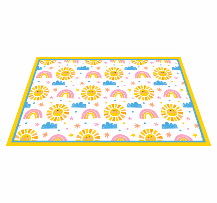 Individuais de mesa infantis com padrão arco-Íris sunny - TenStickers