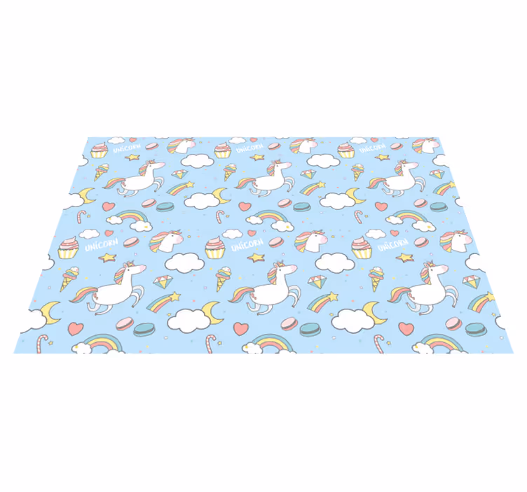 Individuais de mesa infantis unicórnios e arco-íris - TenStickers