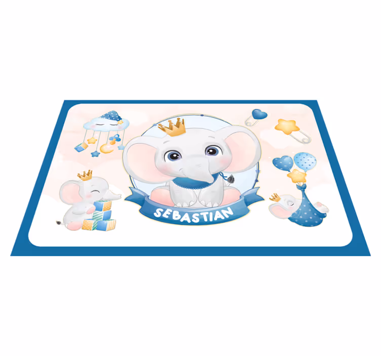 Individuais de mesa infantis com ilustração de elefante fofo - TenStickers