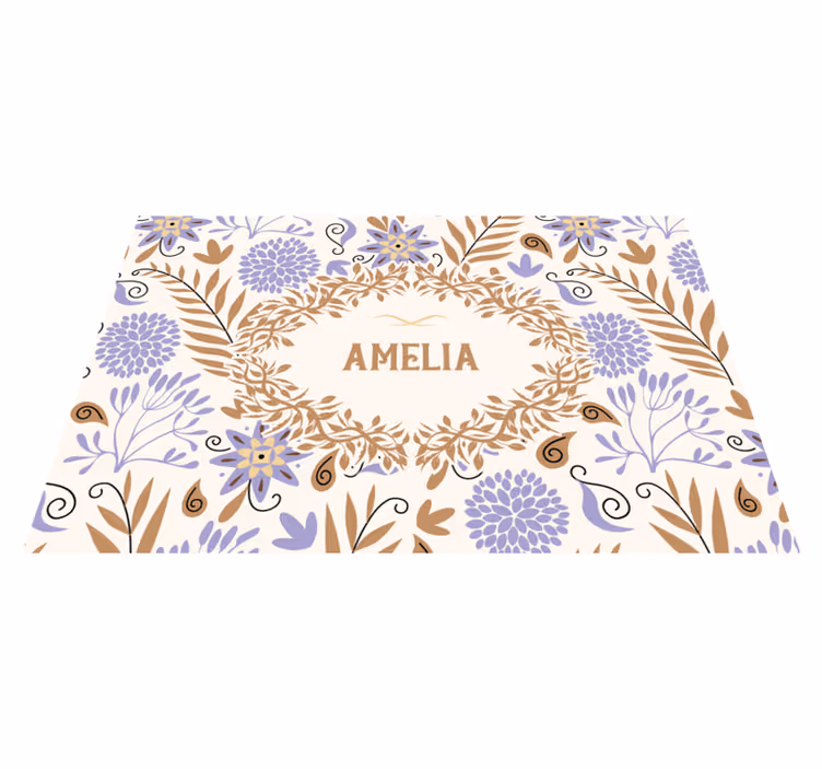 Individuais de mesa com nome padrão floral - TenStickers