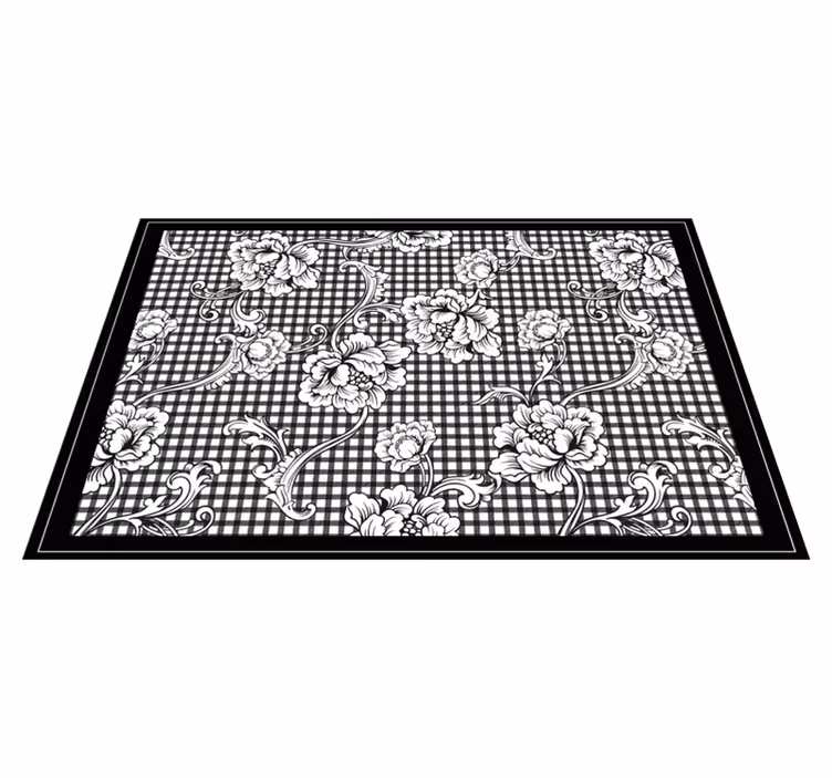 Individuais de mesa elegantes com padrão floral preto - TenStickers