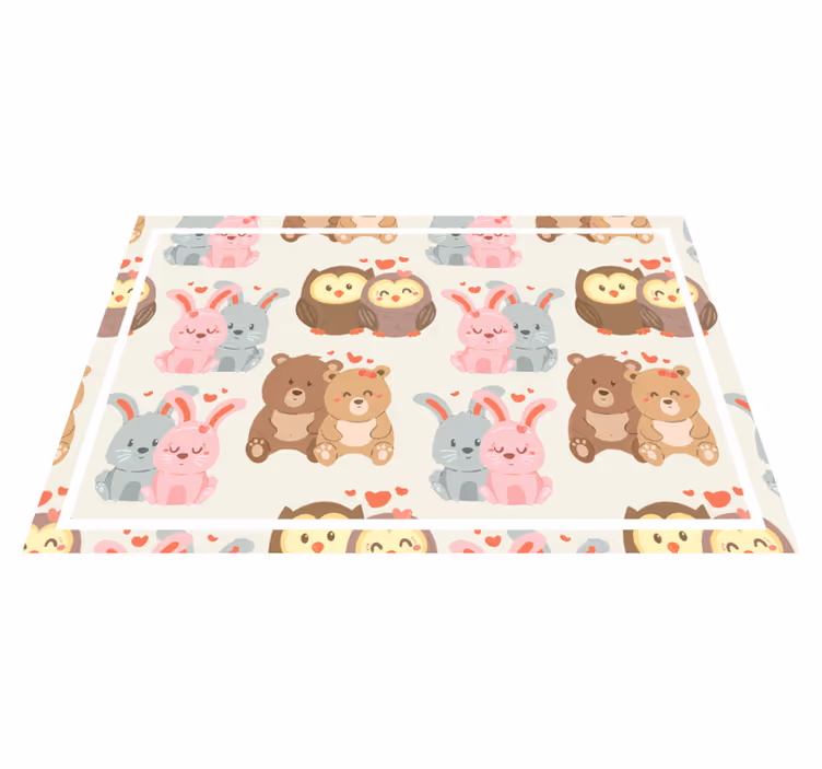 Individuais de mesa infantis casais de animais fofos - TenStickers