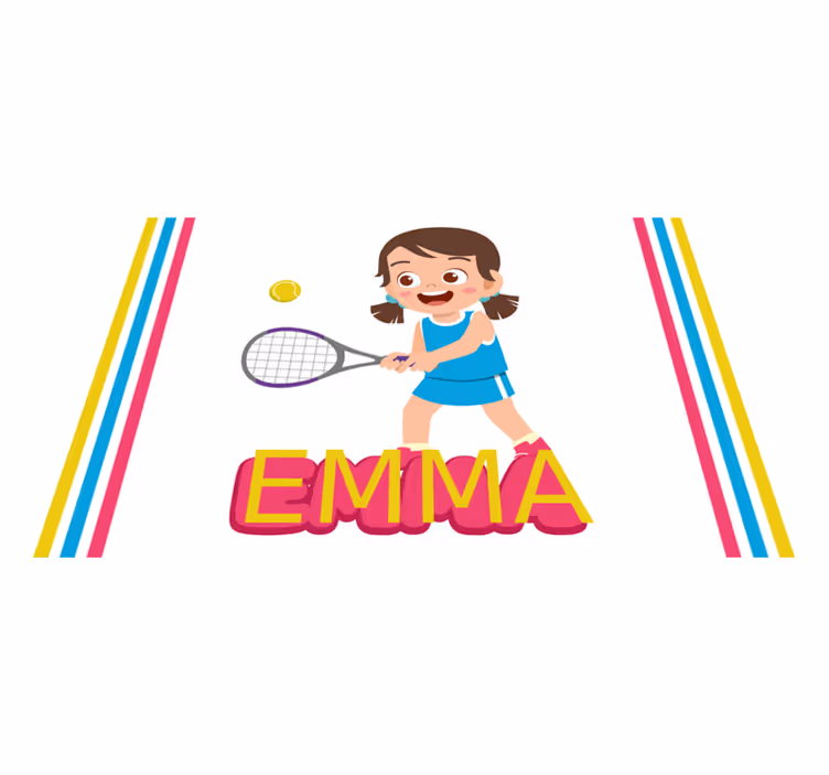 Individuais de mesa com nome Menina tenista com nome - TenStickers