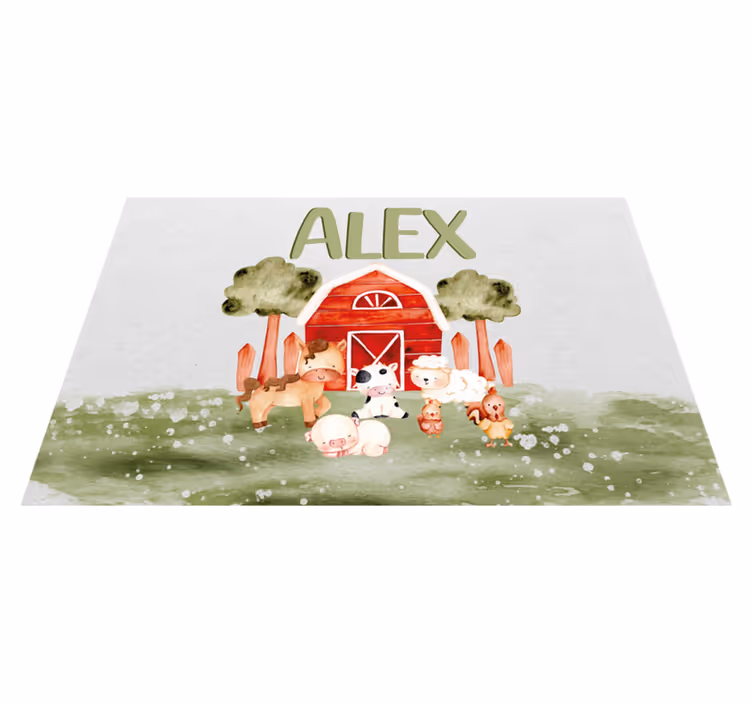 Individuais de mesa em vinil para casa aquarela Fazenda Fofa - TenStickers