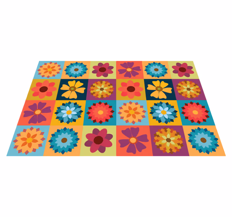 Individuais de mesa em vinil azulejos de flores coloridas - TenStickers