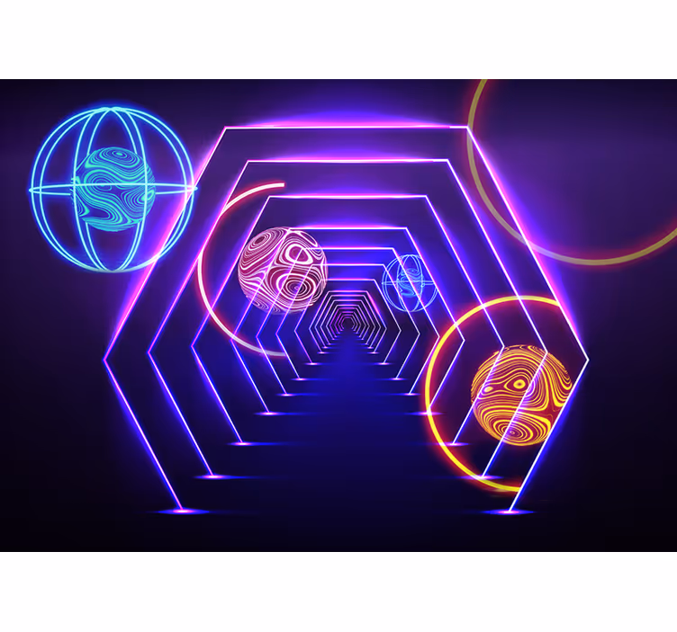Murais de Parede 3D Bolas no túnel - TenStickers